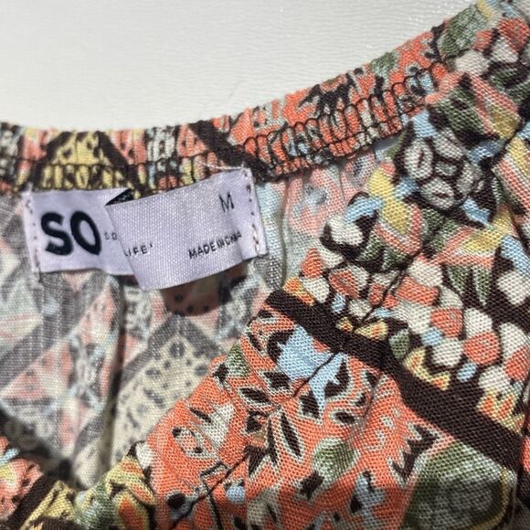 SO Women's Brown Multi Lace Inset Tiered Long Sleeve Babydoll Dress Medium NWT - Picture 6 of 12